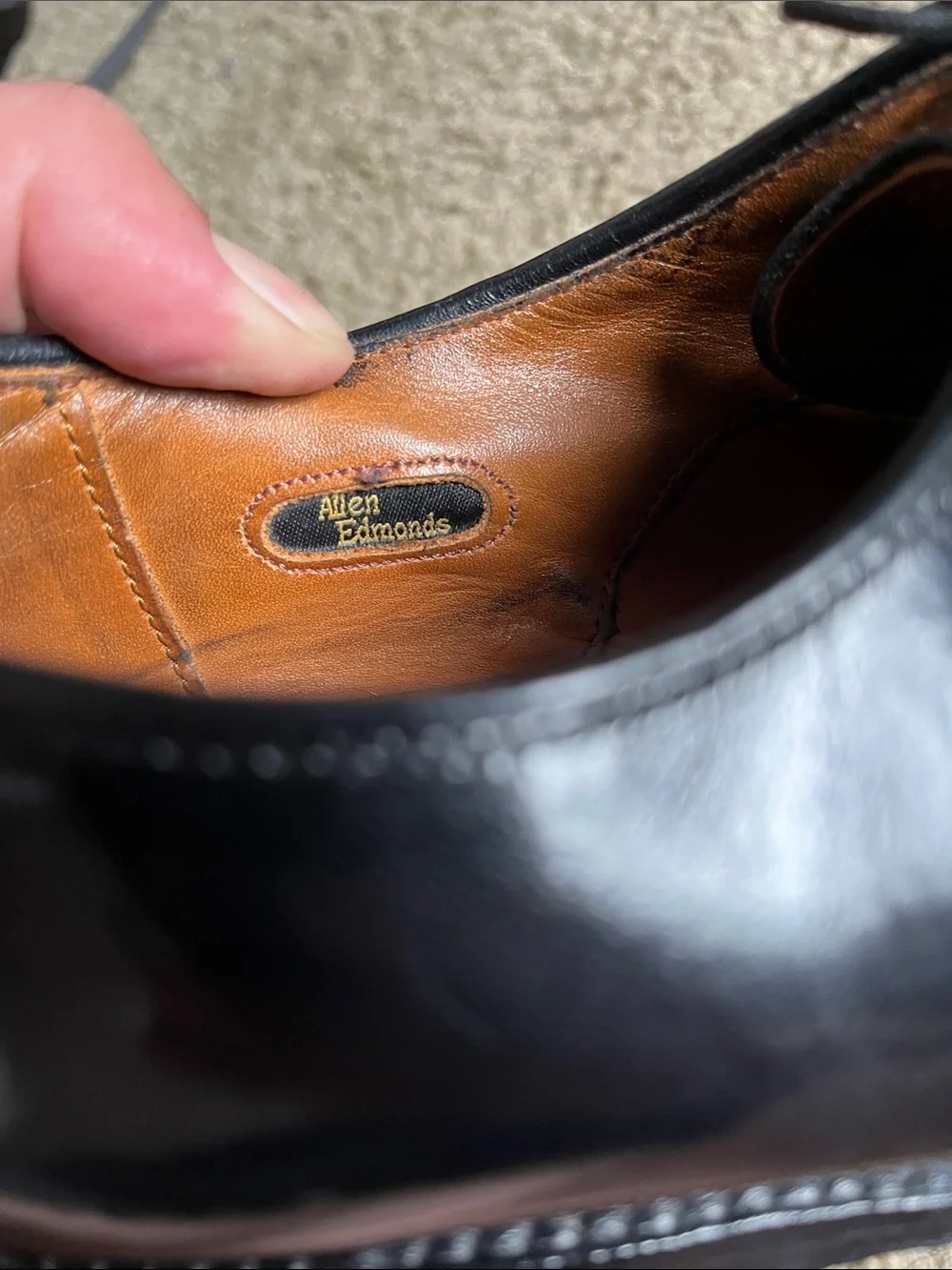 $400 Allen Edmonds Fifth Avenue Classic Black Cap-Toe Oxford Dress Shoes 9.5